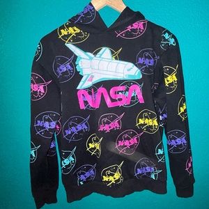 NASA rainbow all over logo with space shuttle kids size extra large